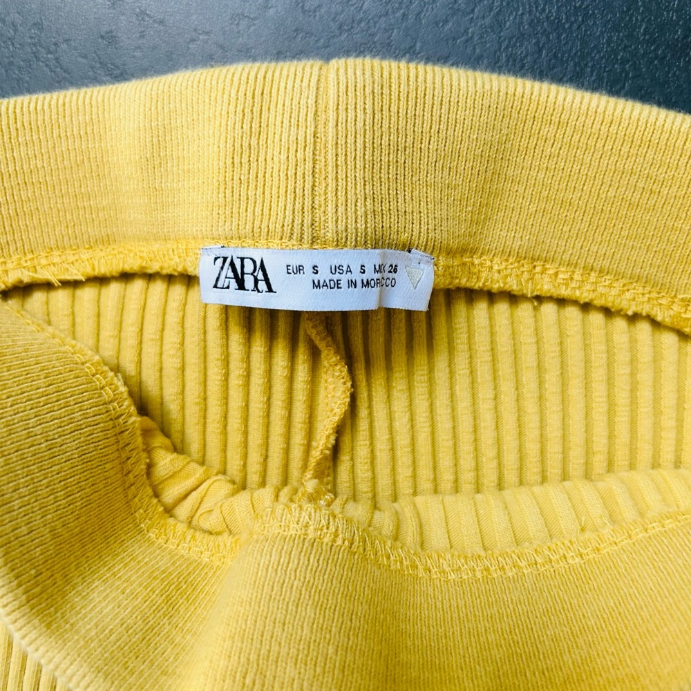 Yellow Ribbed Flare Pants - Picture 3 of 3